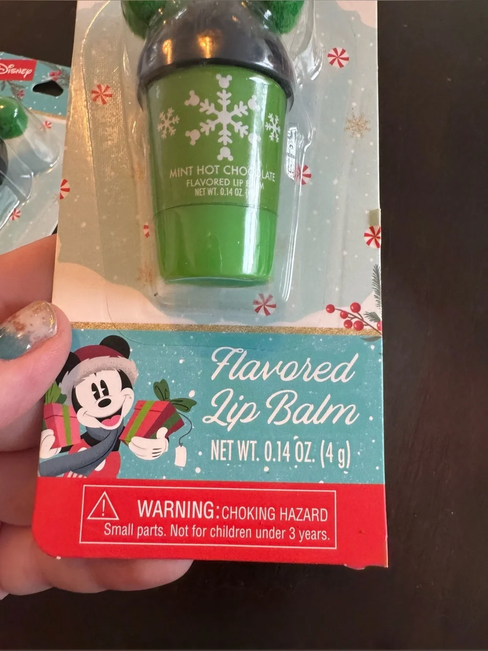 Set of 3 Disney Christmas Holiday Flavored Mickey Mouse Ears Cups Lip Balm Set